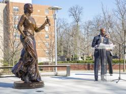 President Jenkins speaking at the Fanny Jackson Coppin statue unveiling