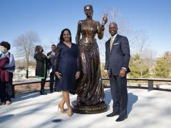 President and First Lady at FJC statue