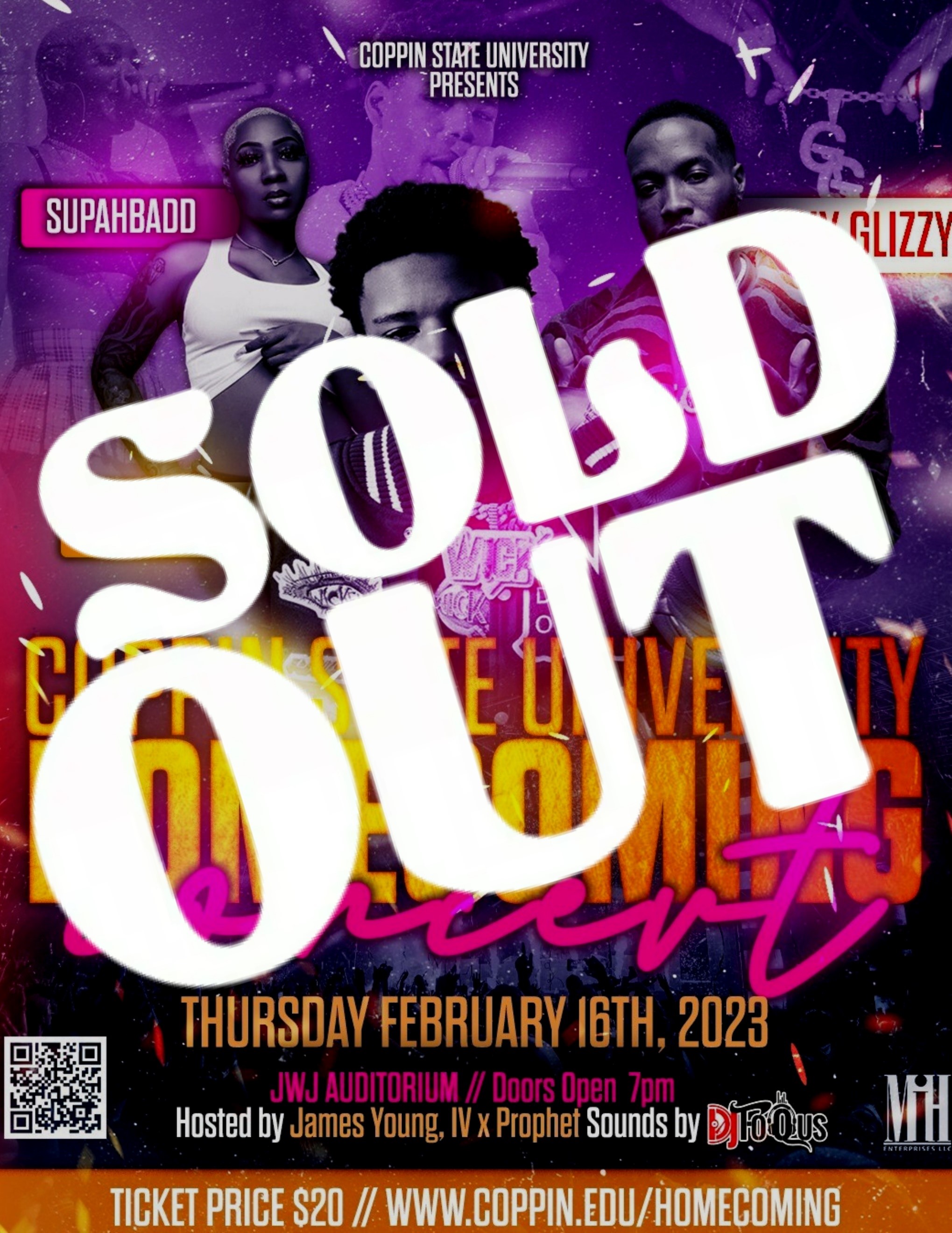 sold out! Concert Feb. 16, 2023 at 7 p.m. in JWJ auditorium. featuring Supahbadd, Nardo Wick, and Shy Glizzy. Tickets $20