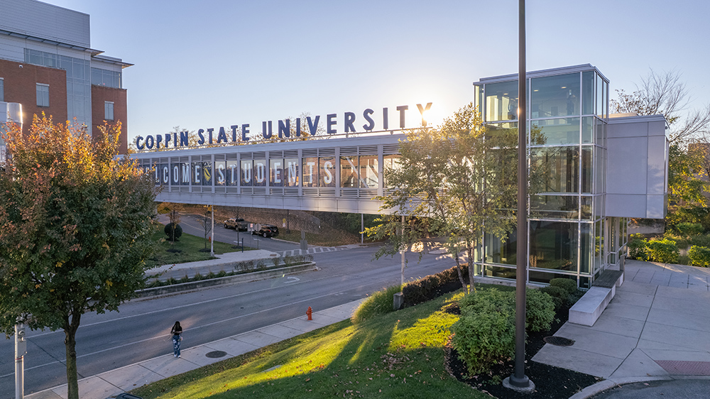 A view of the campus at the North Avenue pedestrian bridge