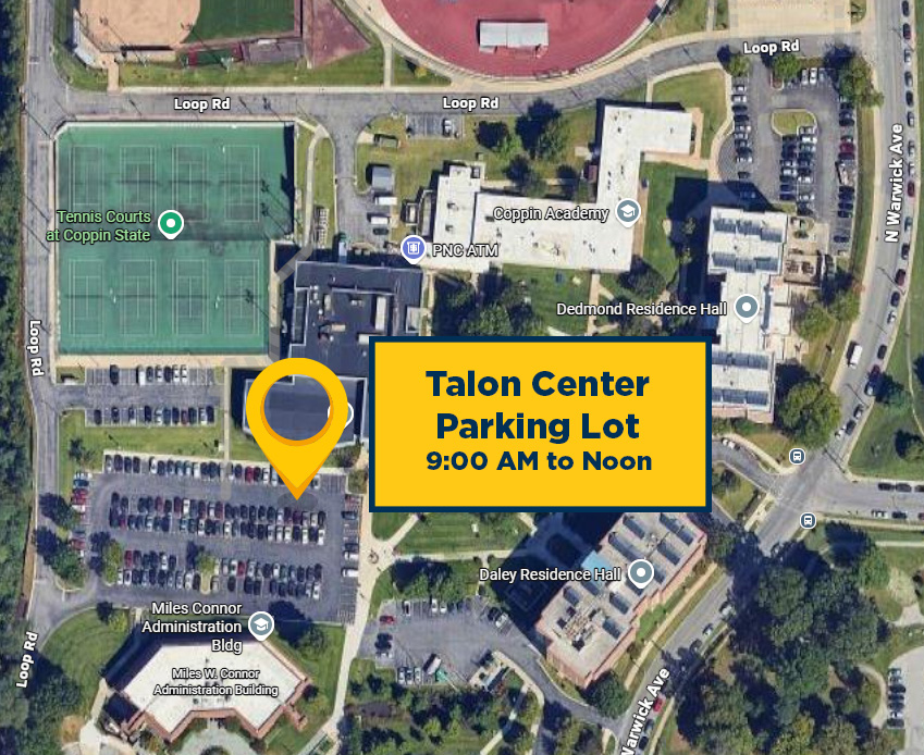 Talon Center Parking Lot 9 a.m. to noon