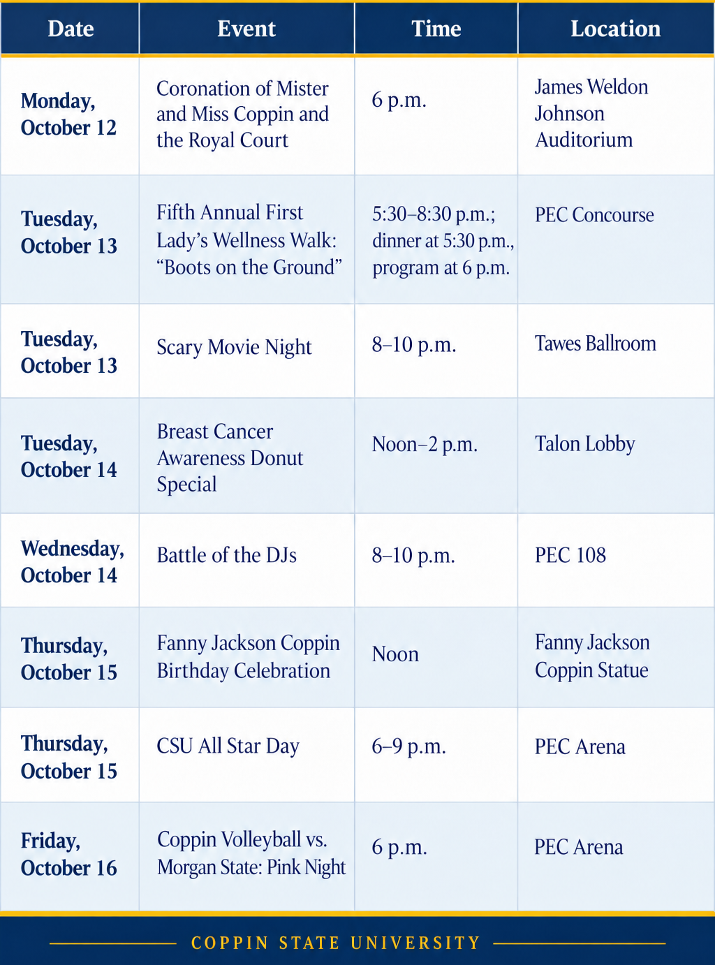 ILCW Schedule 