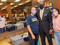 Dr. Jenkins shopping with student in the bookstore