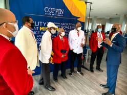 Dr. Jenkins meeting with the gentleman of Kappa Alpha Psi