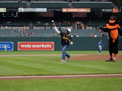 President Jenkins throws out the first pitch at the Orioles game