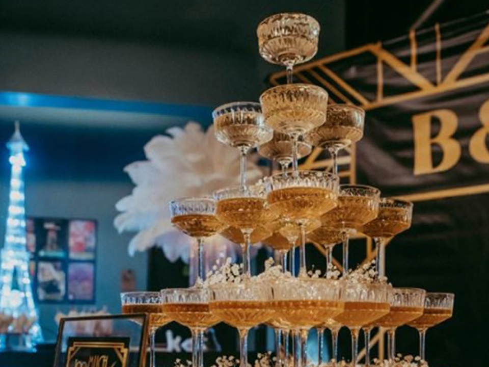 Stock image of champagne tower