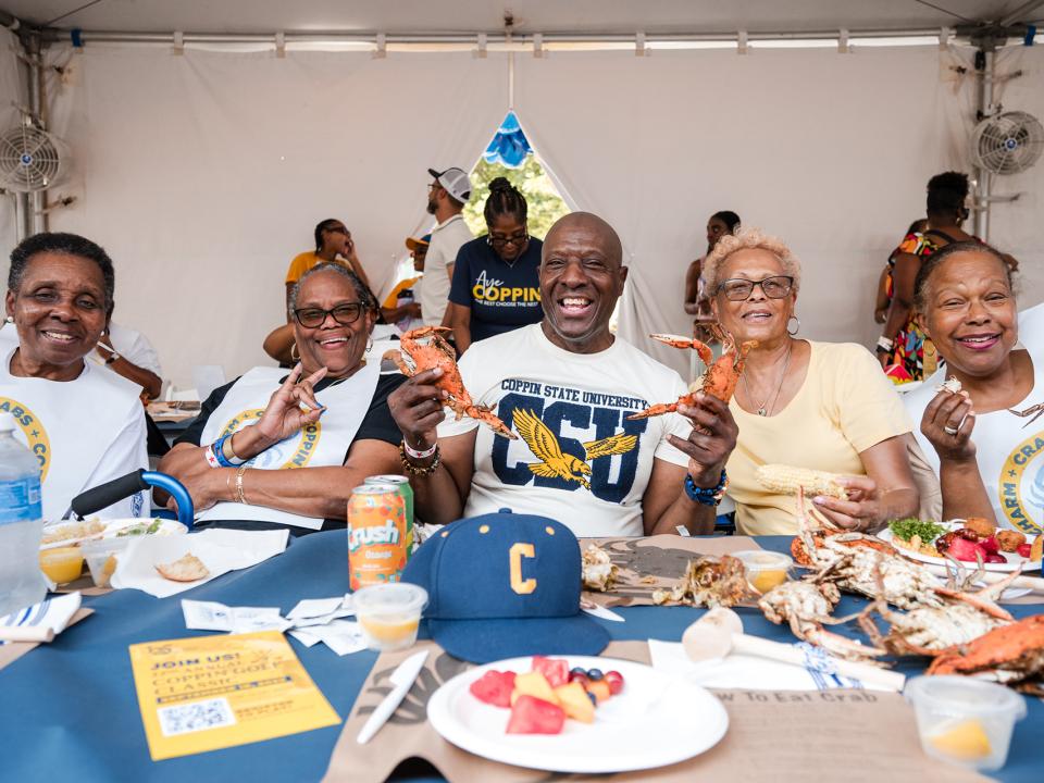 Alumni group photo of Coppin Crab Feast.