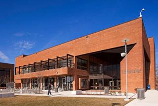 Red brick exterior of the Tawes Center on the campus Coppin State University