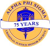 Purple and gold logo for Alpha Phi Sigma, the National Criminal Justice Honor Society