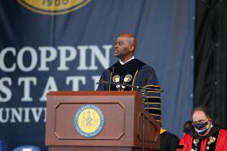 CSU President Anthony L Jenkins during commencement 2021.