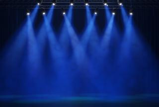 Stage with blue colored spotlights