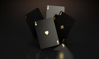 black ace cards with gold markings