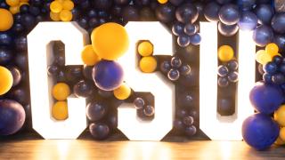 CSU letters in lights