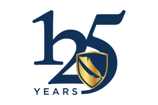 125 Anniversary blue and gold logo