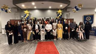 A group of graduating seniors that are in the Honors Program at Senior Awards Ceremony 