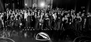 Group photo of attendees at the Coppin State Ball.