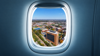 Coppin's famous form an airplane window.