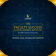 An announcement graphic for Coppin State University's "The Faculty Success & Development Initiative" celebrating Spring 2026 Award Recipients.